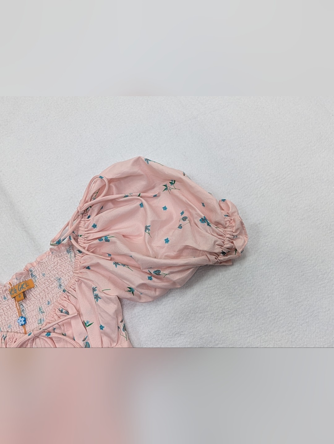 Vrg Grl Crop Top Women's Size 6 Bow Puff Short Sleeve Pink Floral Nwt New — image 4 of 8
